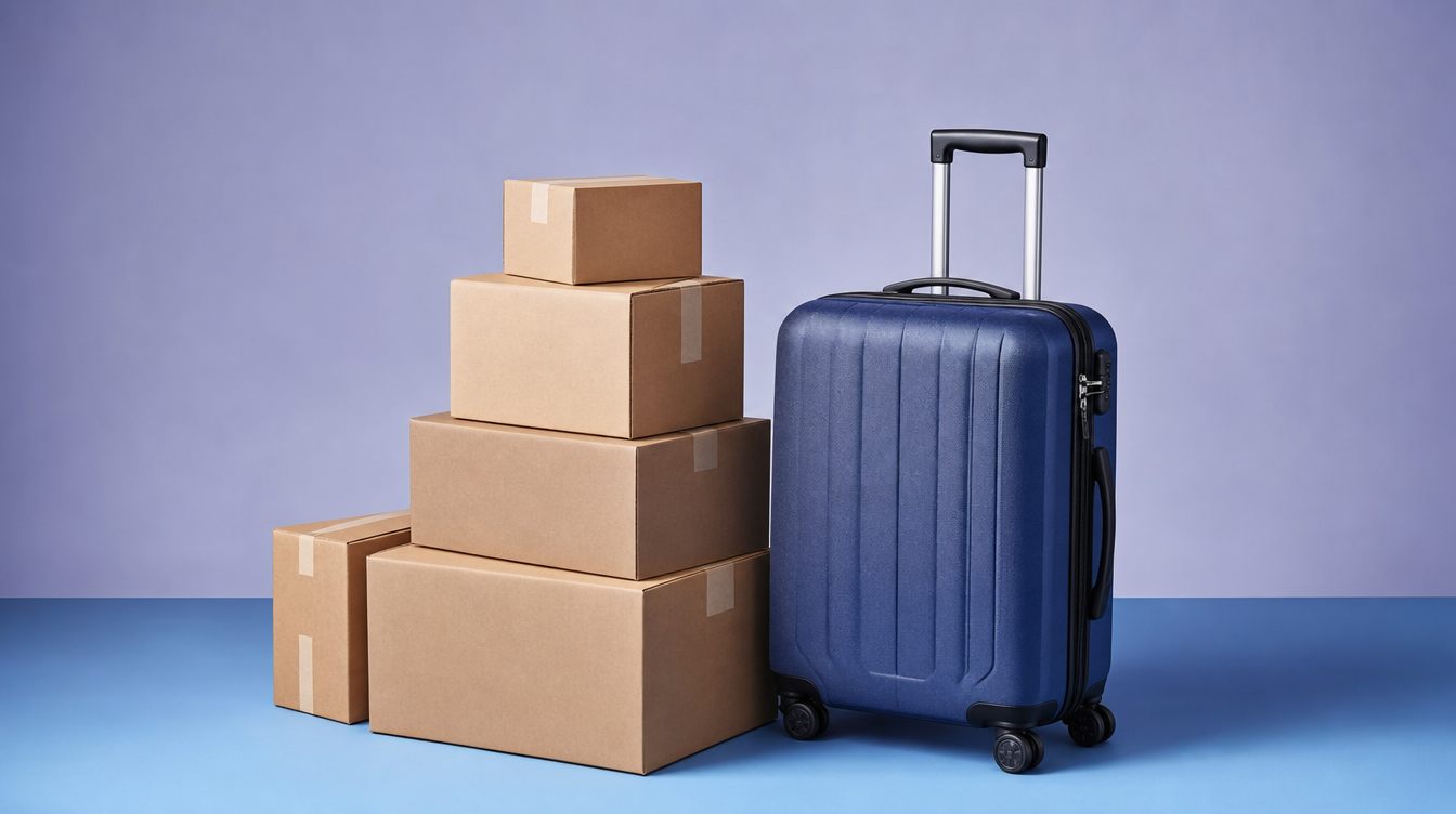 Colis et valise prêts à être expédiés avec Air Kilo